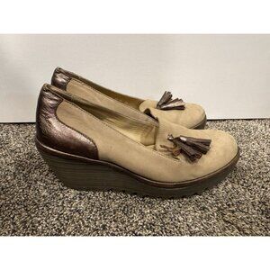 Fly London Beige Wedge Tassle Size 38